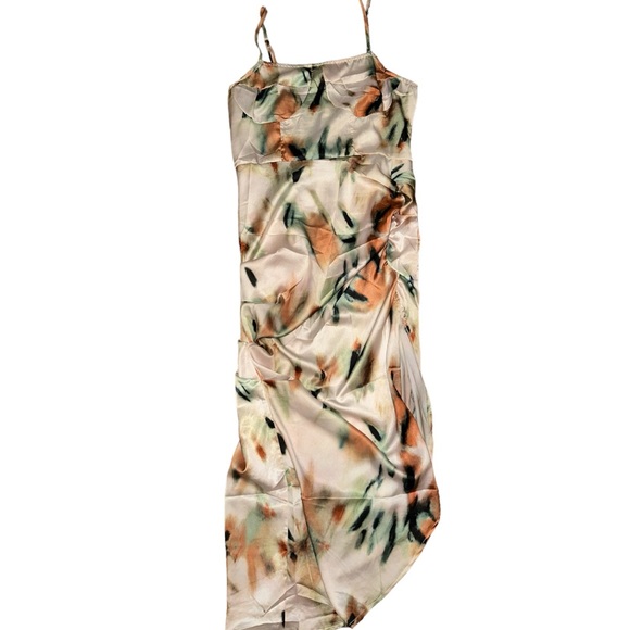 NWOT Tie Dye Split Thigh Satin Cami Dress - Picture 7 of 9